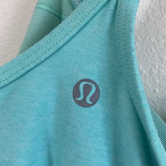 Lululemon Power Y Tank Heathered Menthol Teal Blue Tank Top Size 10 - Picture 4 of 5